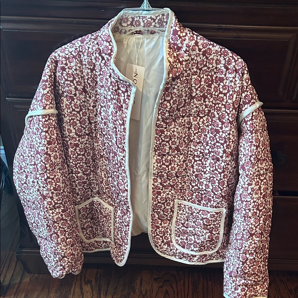 Floral Quilted Jacket with Pockets